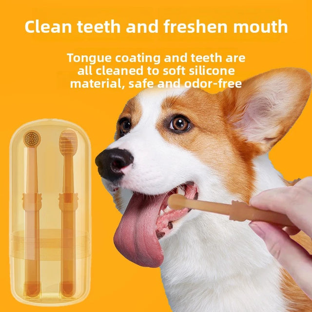 Silicone Pet Toothbrush for Cats and Dogs