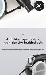 Retractable LED Pet Leash With Built-In Treat and Water Compartments