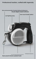 Retractable LED Pet Leash With Built-In Treat and Water Compartments
