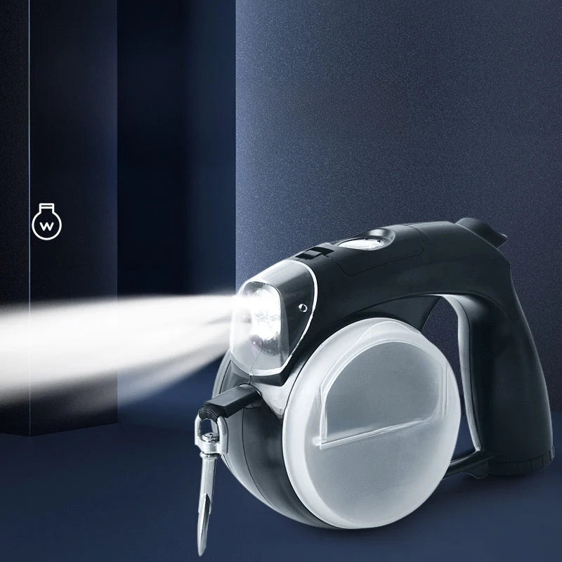 Retractable LED Pet Leash With Built-In Treat and Water Compartments